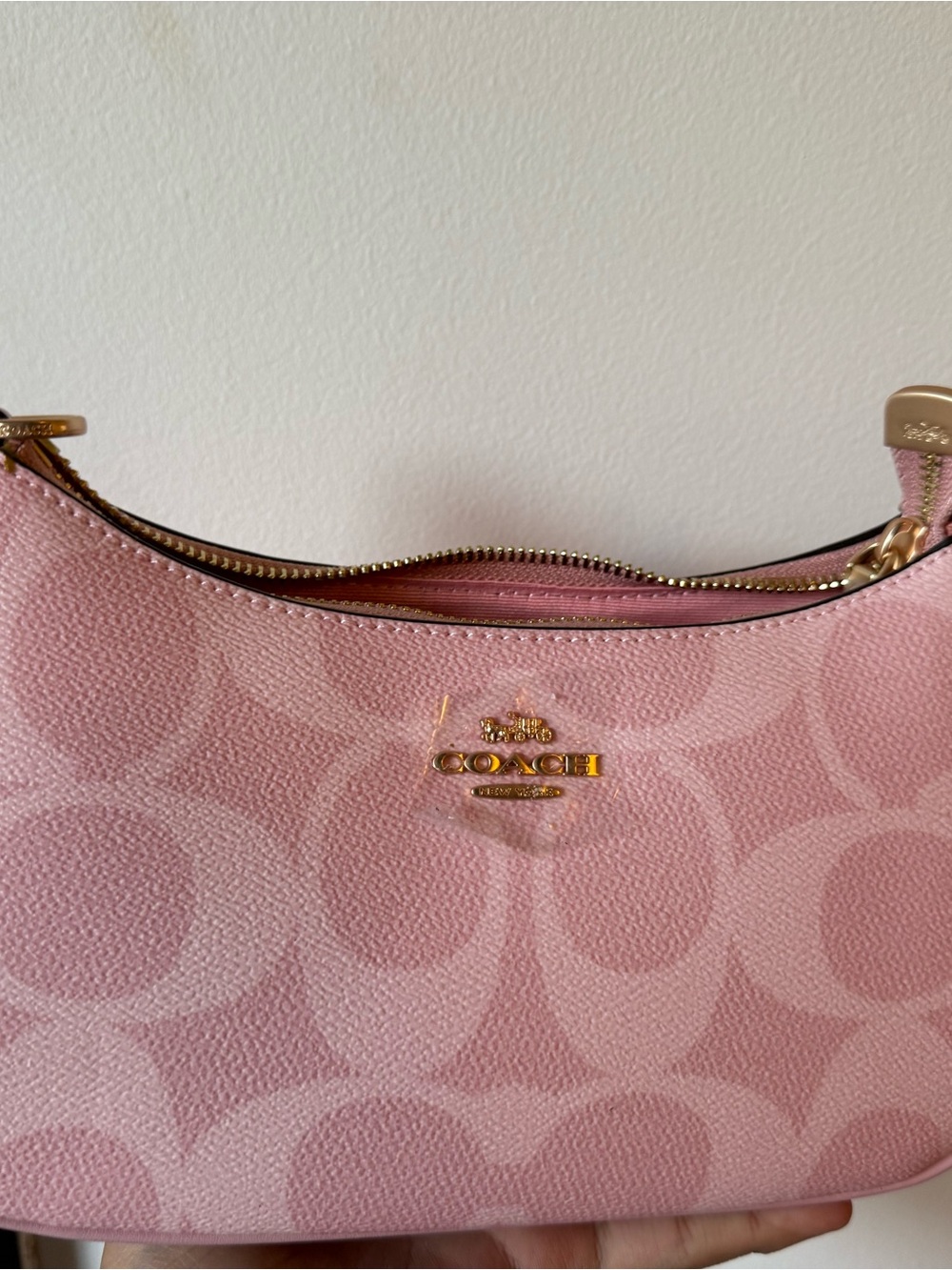 Coach Pink Signature Convertible Crossbody Bag with Gold Hardware - Picture 6 of 7